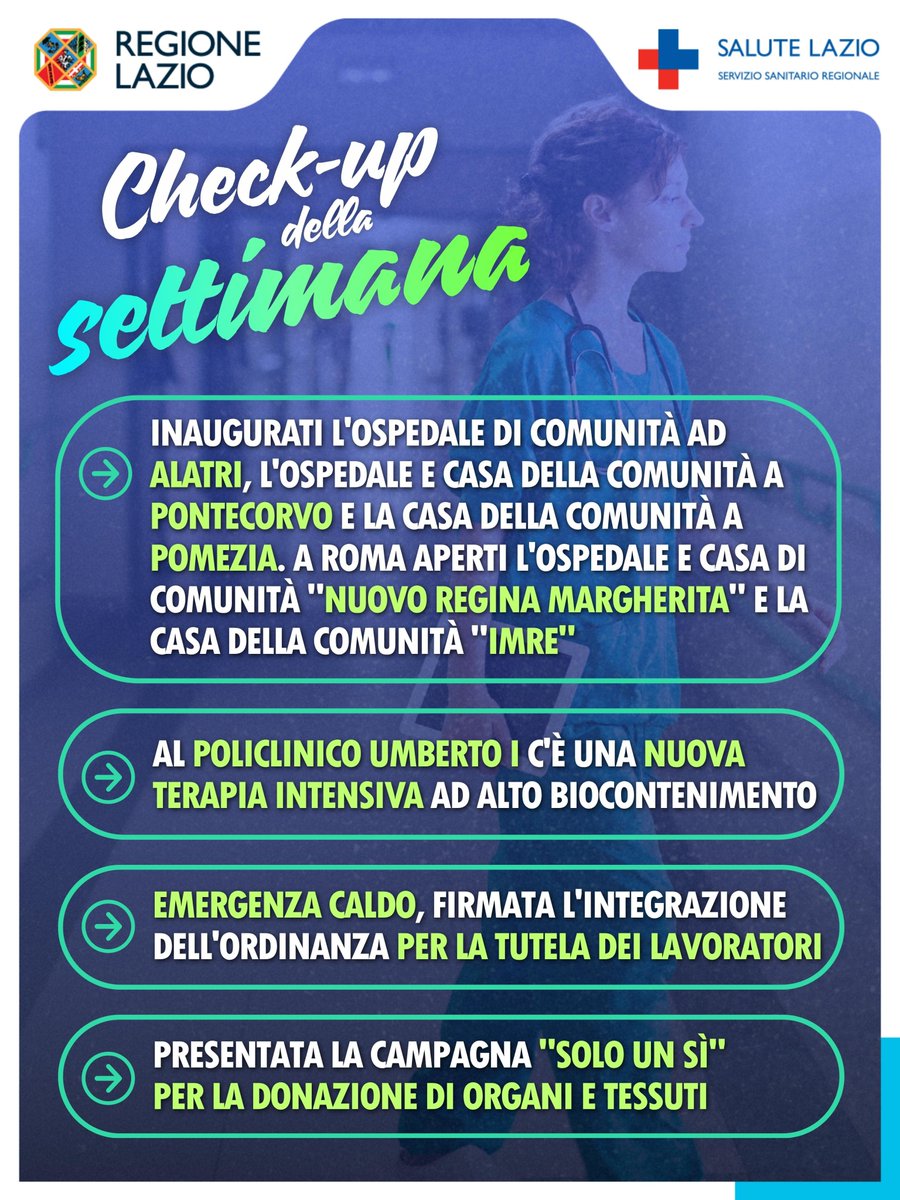SaluteLazio's tweet photo. 📌 È sabato, facciamo un check-up della settimana.

���🏻 Qui tutte le ultime notizie di #sanità che (forse) vi siete persi. https://t.co/LxkSO9Akj2