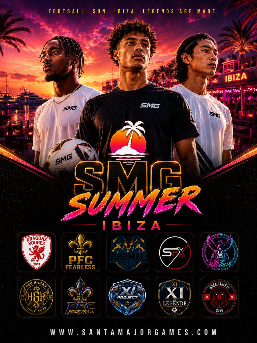 SMG_TheGame's tweet photo. 🏆 SMG SUMMER IBIZA - Summer Season
 ⚽ Teams Officiels 

Event by @SMG_TheGame
Website SMG : https://t.co/a6DAOw7rrY https://t.co/8pOkWxt8Xn