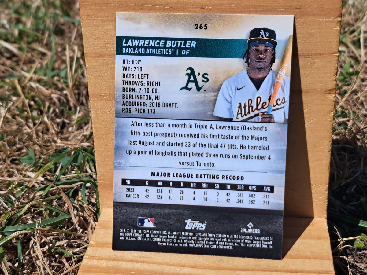 playerundrafted's tweet photo. 2024 Topps Stadium Club Lawrence Butler (No 265). https://t.co/TQX30vvKa8
