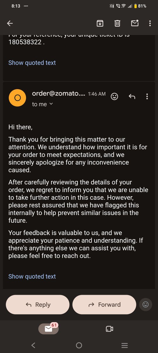 AksheyyB's tweet photo. @zomatocare Pathetic and scamming like always. @FCI_India @NCH_1915 https://t.co/y06Bot7pLh