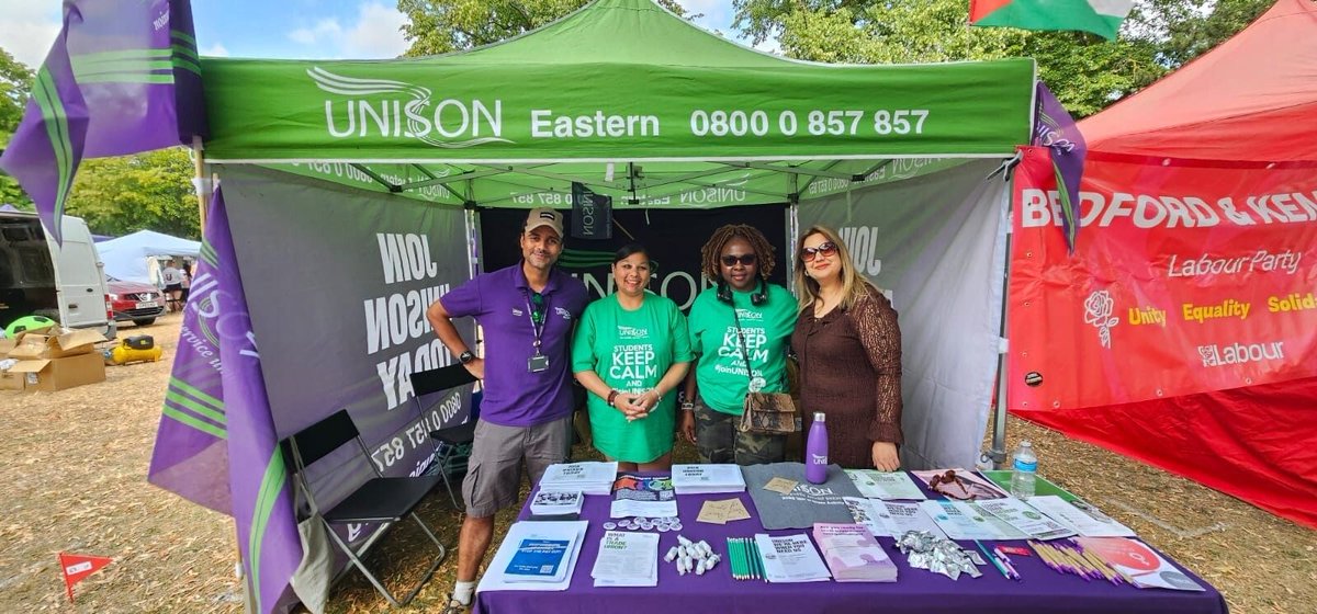 UNISONEastern's tweet photo. ๐ Weโre at the Bedford River Festival today! ๐
Come and meet members of UNISON Easternโs Black Members SOG as we celebrate our community, champion equality, and build union power together. โ๐ฟโค๏ธ
Stop by and say hello! ๐ #UNISON #BedfordRiverFestival #BlackMembers https://t.co/8NSmuAZLV0