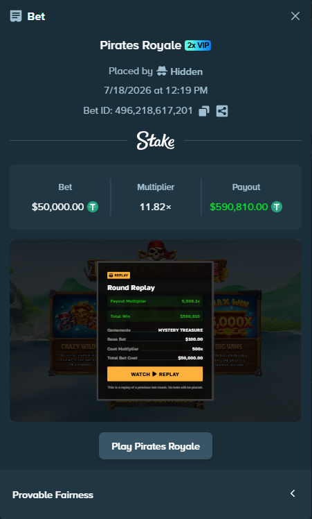 evoslotgaming's tweet photo. Pirates Royale has been out for less than 72 hours... and this guy just hit a $590,000 win. 🤯

LIKE + RT + Stake usernames below 👇🏻 https://t.co/Othuy1pDsv