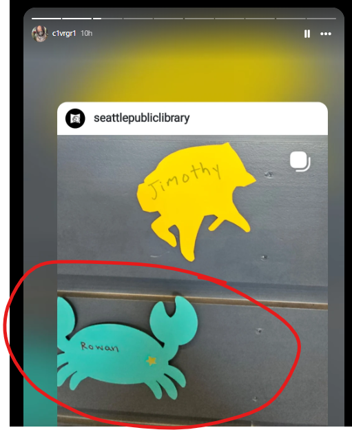 Calebw2209's tweet photo. the guy who posted Jimothy first posted one other animal on his story this week.

c1vgr1 is the first guy that started the whole jimothy narra, go through his whole story Rowan the crab is the only other animal that has been posted

Rowan is the hidden runner https://t.co/aedyzR0cYT
