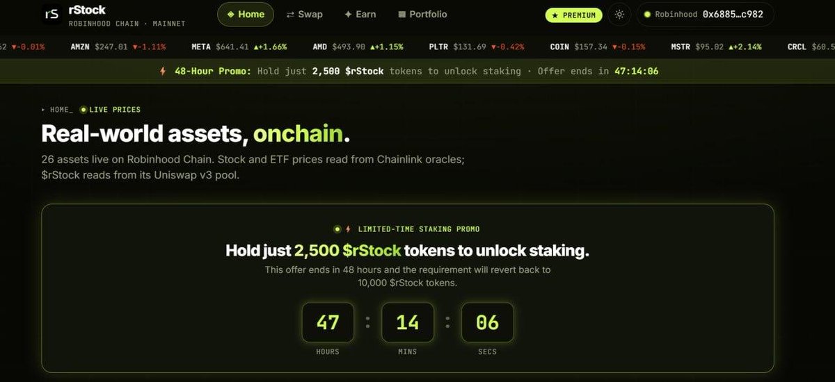 rStockapp's tweet photo. You spoke, and we listened.
Join our 48-hour staking promotion. 

Hold just 2,500 $rSTOCK tokens to participate in $USDG and $rSTOCK staking and earn rewards from the reserve pool.

Offer ends in 48-hour. 

https://t.co/a5J3b0FCLd https://t.co/wlCkrW4Epw