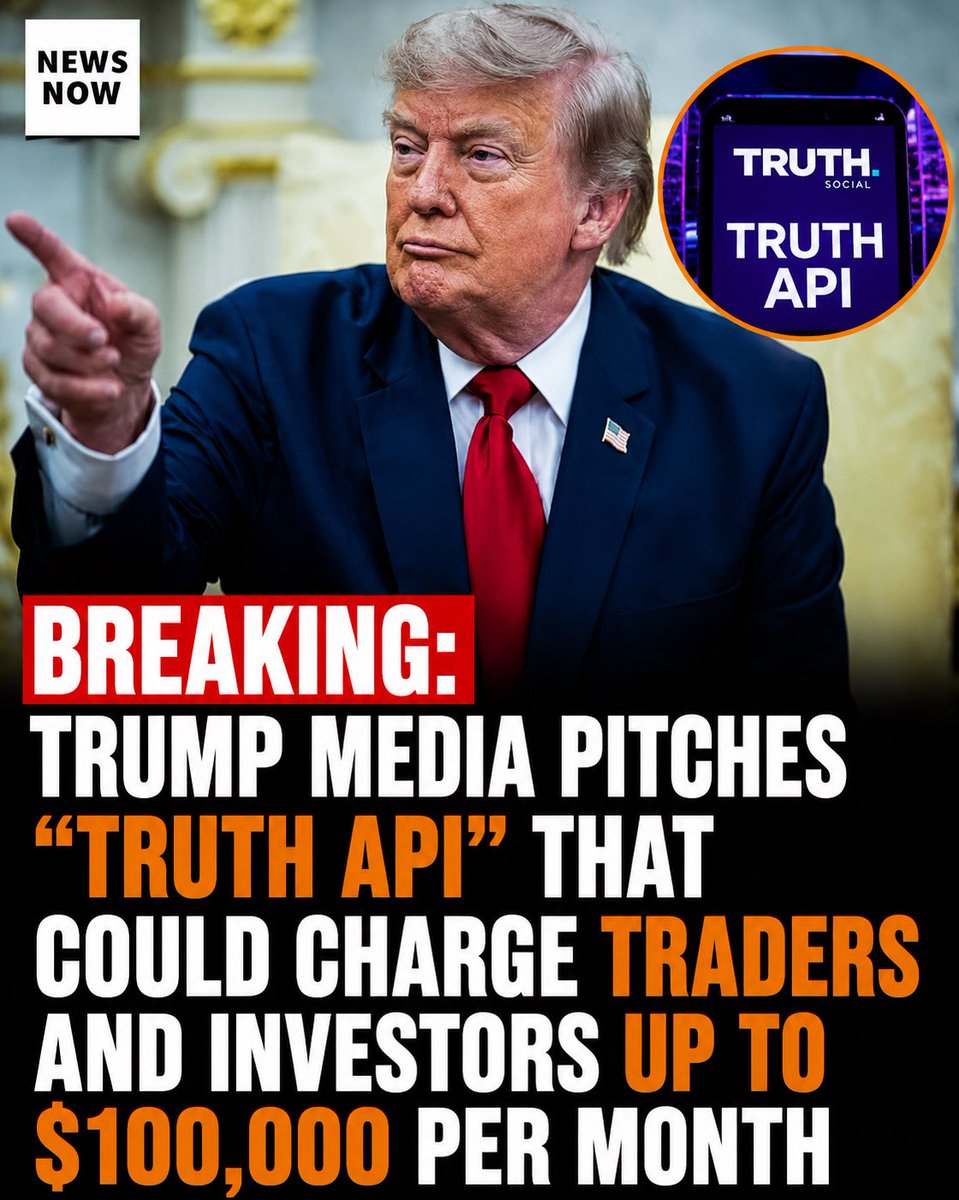CongresTracker's tweet photo. Trump Media is reportedly developing a new “Truth API” that could charge traders and investors as much as $100,000 per month for access.

The feed would give users faster, more direct access to President Trump’s Truth Social posts, which could matter for anyone trying to track his messages in real time, especially when those posts can move attention, sentiment, and market narratives quickly.