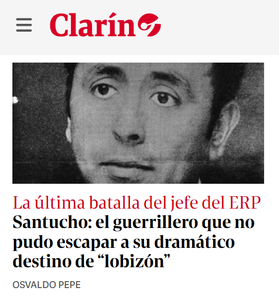 AleCiroAlvarez's tweet photo. Qué raro Clarín venerando a un jefe guerrillero y contribuyendo a construir el mito romántico de personas que asesinaban sin piedad a civiles y militares argentinos con el objetivo de instaurar una dictadura comunista... https://t.co/yhI1NeaZ0j