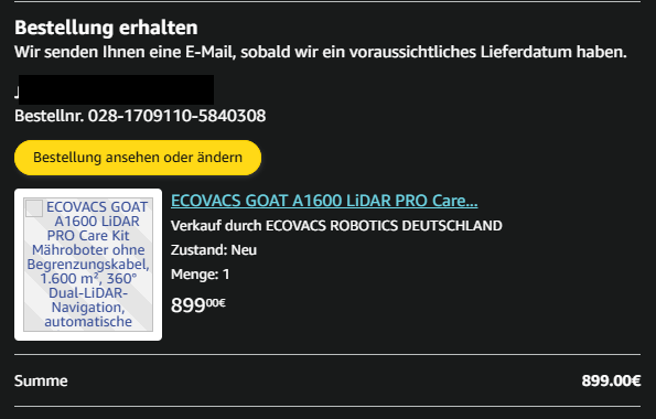numma_cway's tweet photo. @AmazonHelp Hallo. In der Bestellbestätigung steht, genau wie in meiner Bestellübersicht, nur "Bestellung erhalten". Auf der Produktseite wird inzwischen übrigens auch wieder ein Liefertermin angezeigt (22. Juli), aber bei mir im Konto wie gesagt nicht und die KI sagt weiterhin 11. August. https://t.co/VtQP7q3kRA