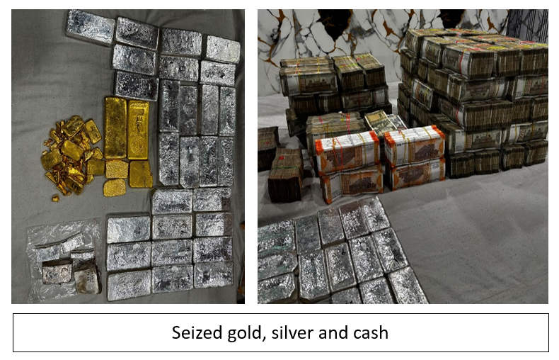 FinMinIndia's tweet photo. 👉 DRI intensifies crackdown on precious metals smuggling; seizes 15 kg smuggled gold, 20 kg silver and ₹2 crore cash in nationwide operations; 13 persons arrested

Read more ➡️ https://t.co/sRj629IFBf

#DRIAtWork https://t.co/ibZ57ARVof