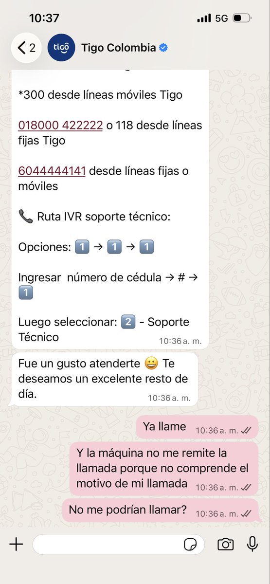 Tata_Gonzalez's tweet photo. @Tigo_Colombia Escribo a la línea de wpp y no me dan información @sicsuper TIGO es una estafa, que pone líneas de atención al servicio de la gente pero no se logra una comunicación con eficiencia, son unos LADRONES hace 2 días estoy sin servicio y me programaron una visita y no vino nadie 😡 https://t.co/X0AUtMM5Gf