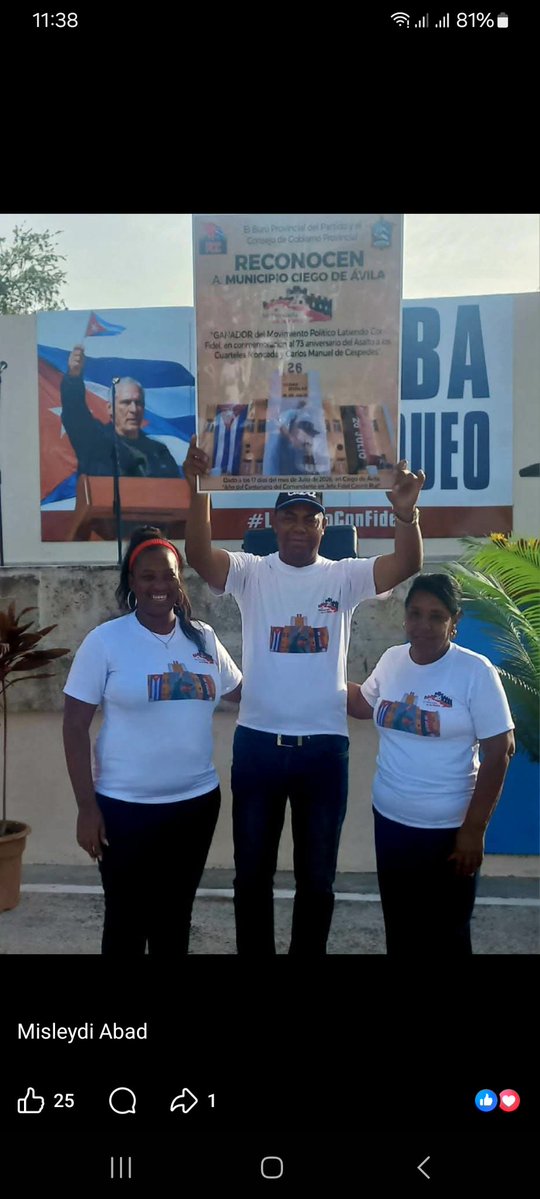 CiegodeAvilaTV's tweet photo. Todos los municipios avileños celebraron el aniversario 73 del asalto a  los cuarteles Moncada y Carlos Manuel de Céspedes con actos que  destacaron la unidad y la creatividad del pueblo cubano frente a las adversidades https://t.co/J9IDV0zcCj