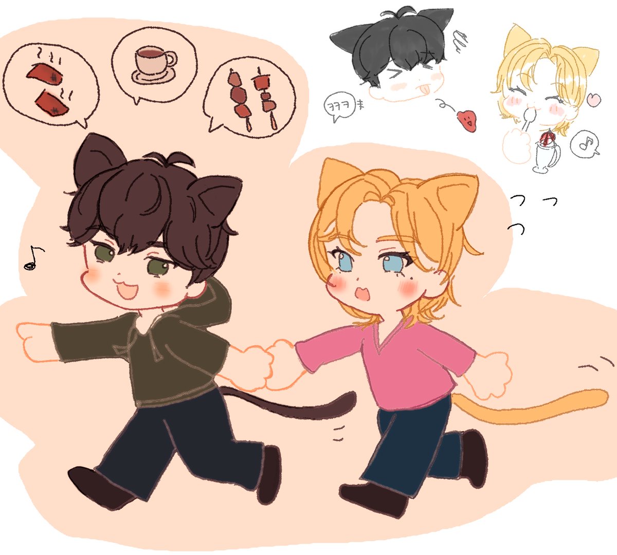 nekochannnnn222's tweet photo. ご飯いってて可愛いらくがき🐈🐈‍⬛
#냥냥즈 #노아 #하민 #플레이브 https://t.co/kg9lbMvTru