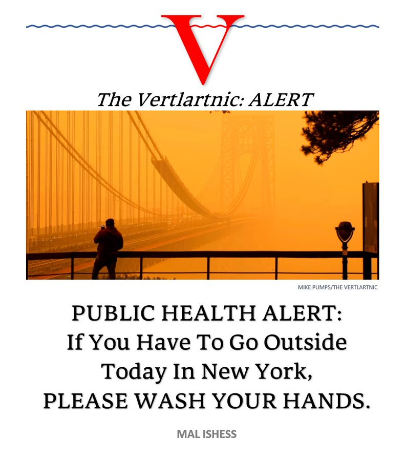 TheVertlartnic's tweet photo. PUBLIC HEALTH ALERT: 
If You Have To Go Outside Today Into Wildfire Smoke, 
PLEASE WASH YOUR HANDS. https://t.co/KsRicXcvmM