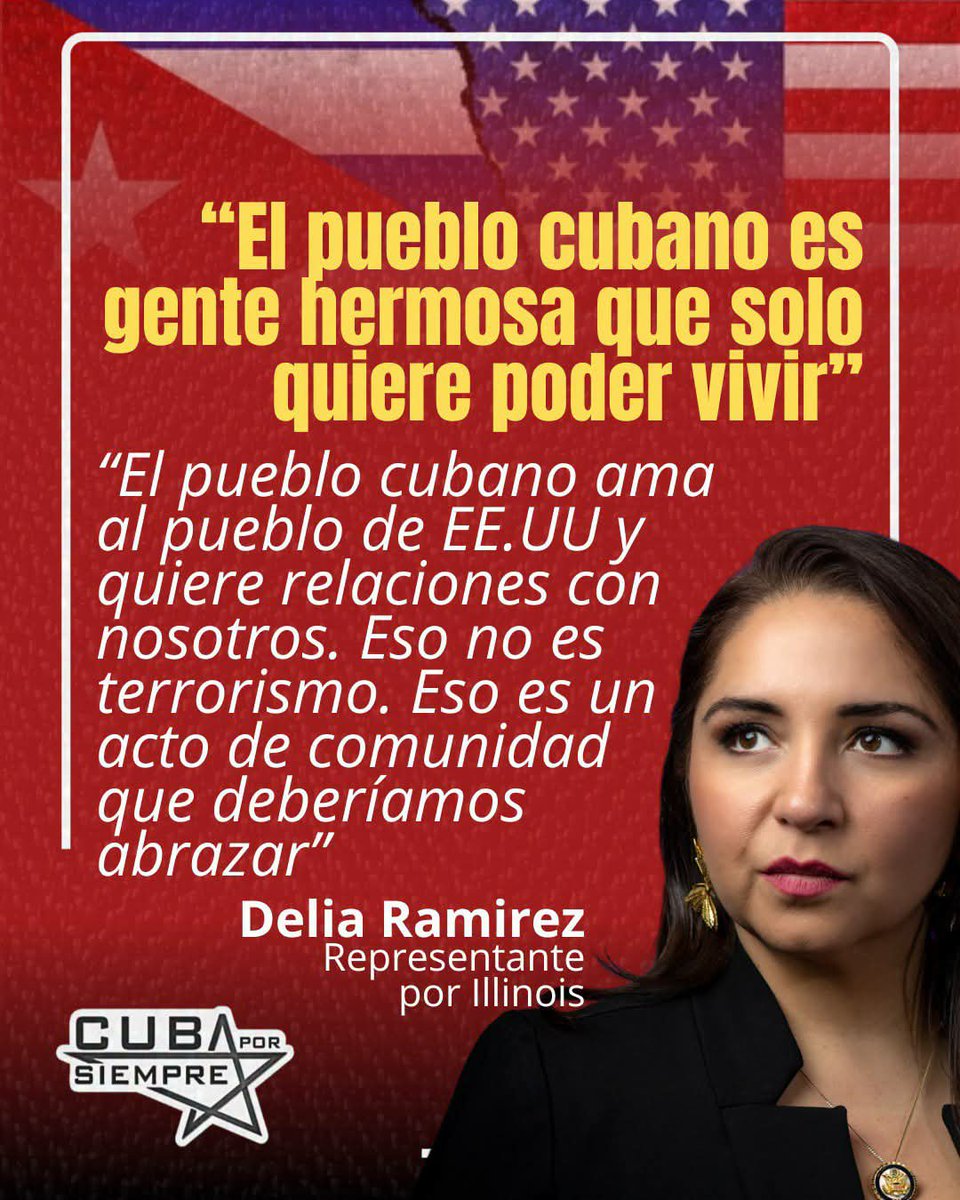 UyCubacoopera's tweet photo. Frente a la insistencia de figuras como Marco Rubio en utilizar el terrorismo como bandera política para justificar políticas de asfixia contra la isla, la Representante Ramírez fue contundente: "Eso no es terrorismo. Eso es un acto de comunidad que deberíamos abrazar". https://t.co/cGSpCId6yG