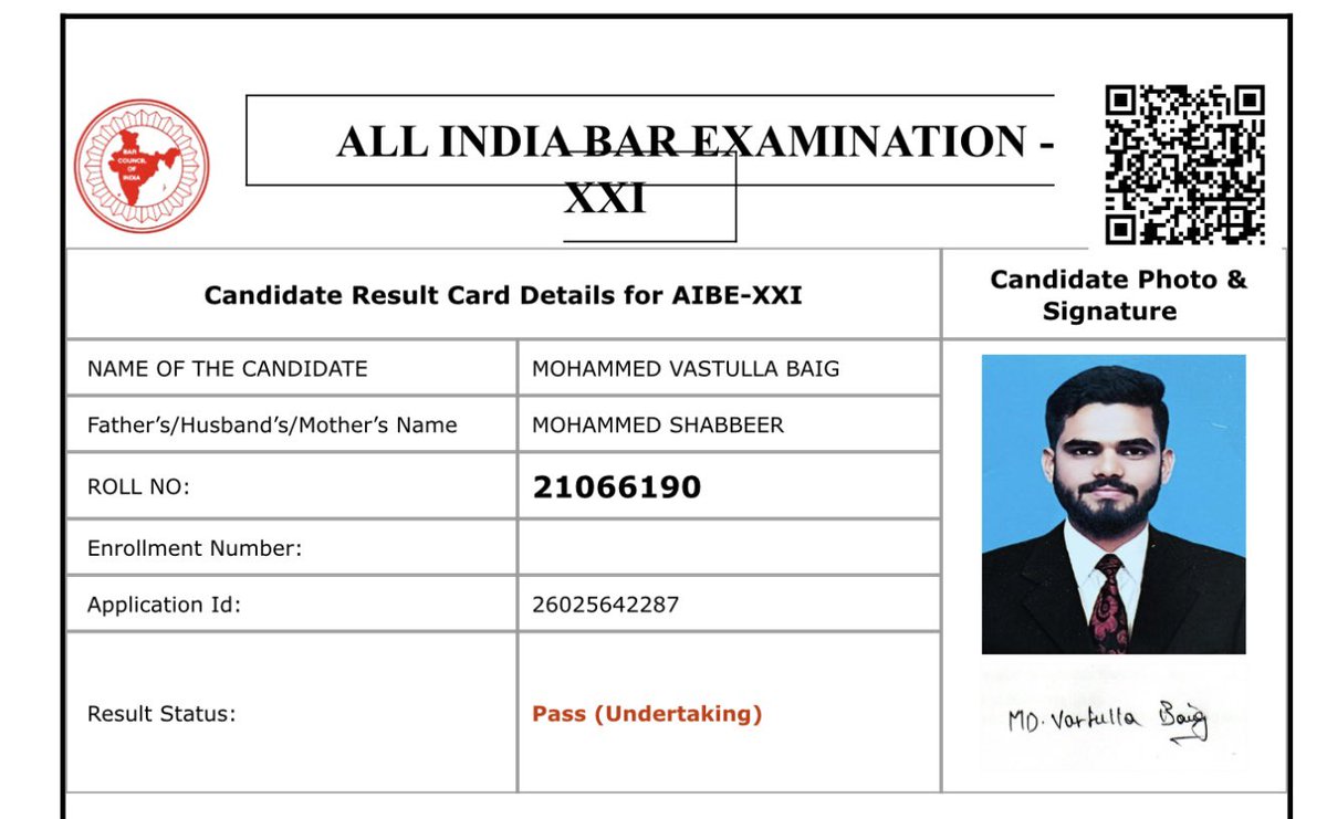 Mohammedva4444's tweet photo. Alhamdulillah! Proud to announce that I have successfully cleared the All India Bar Examination (AIBE-XXI). One step closer to serving justice with dedication and integrity. https://t.co/5MJx2JBoCN