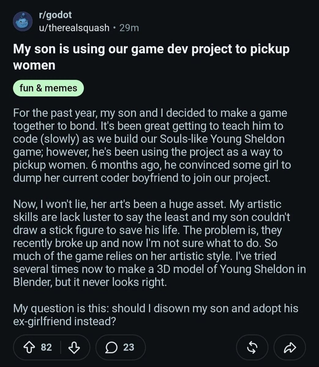 _nashset's tweet photo. the godot subreddit saga is crazy like aon im crine. https://t.co/xLUm2APCl0