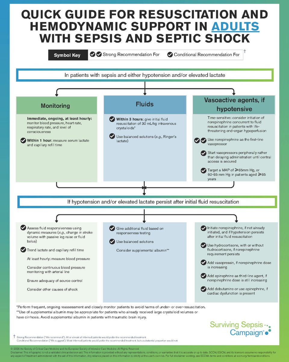 SCCM's tweet photo. Quick reference guides from Surviving Sepsis Campaign ⬇️
How hemodynamic monitoring &amp; resuscitation interventions are most often used in adults: https://t.co/7xWND35X3J
Recommendations for recognition &amp; resuscitation of children with probable sepsis: https://t.co/GLa7VF6VeQ
#SCCM https://t.co/jFwxFYLGrh