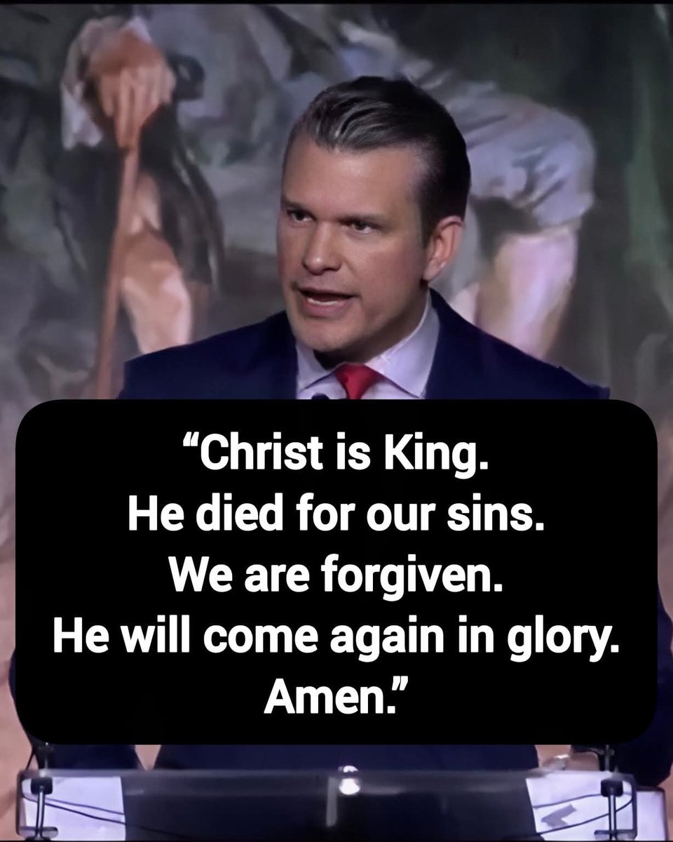 DavidJHarrisJr's tweet photo. Massive crowd erupts in applause after Secretary Pete Hegseth proclaims the Gospel.

“Christ is King. He died for our sins. We are forgiven. He will come again in glory. Amen.”

Comment "AMEN" if you agree!🙏 https://t.co/28xvOXeeDT