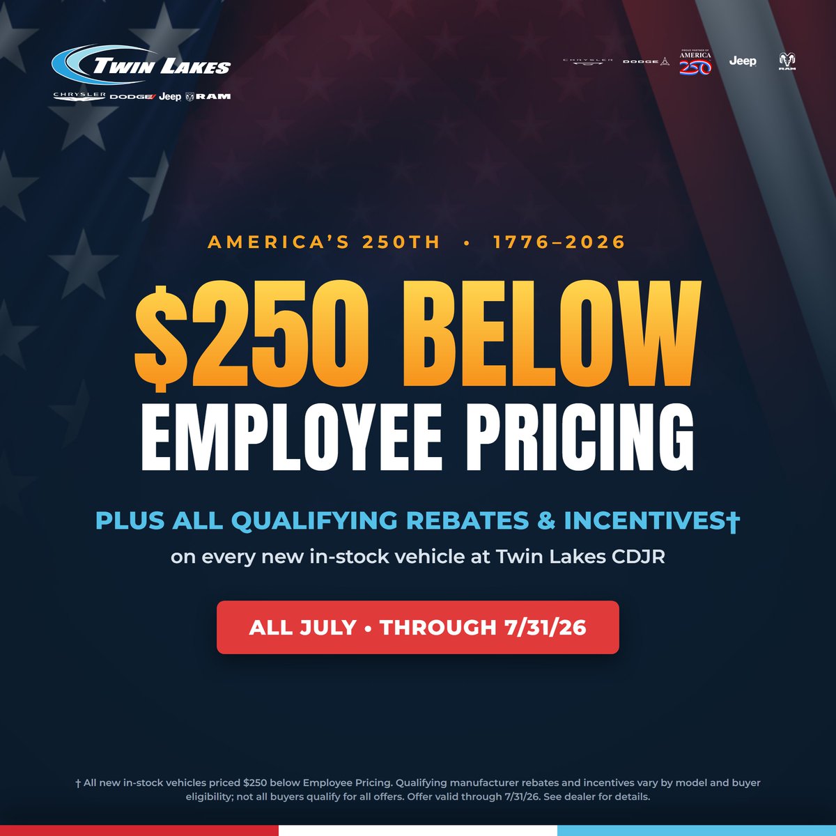 TwinLakesCDJR's tweet photo. Watch a car get CRUSHED at 2 PM… then drive home in a new one. 💥

RAMINATOR SALE, this weekend only: $250 below Employee Pricing + qualifying rebates on new (up to $18K+ off) · up to $13K off JD Power Retail on pre-owned.

Prices in the photos. Twin Lakes CDJR, Monticello, IN https://t.co/1SUdhFeXtM