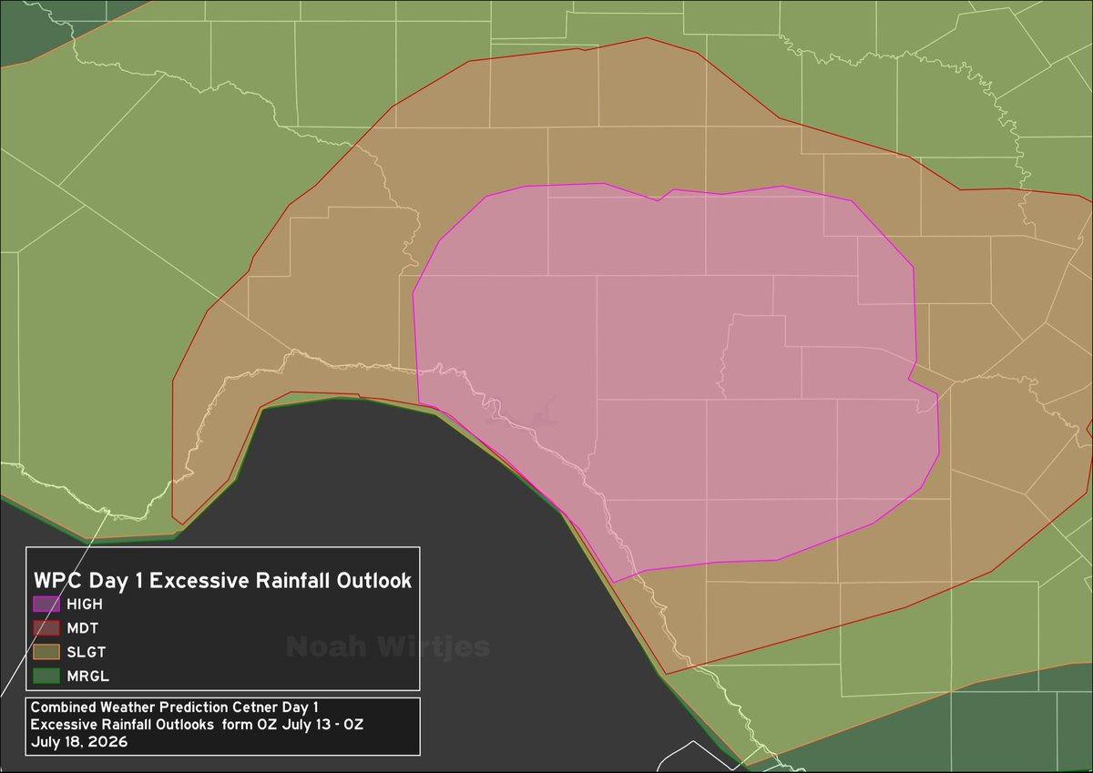DGUniverseCraft's tweet photo. Some maps I made on the 2026 Central Texas Floods

Highest accumulation was 28.23 inches near Knippa. Knippa’s yearly average is 25-26 inches.

10+ Flash Flood Emergencies

3 High Risk Days

1 Tornado

A truly remarkable event.

#txwx #hillcountry #texasfloods #wxtwitter https://t.co/zm0GZeiYhm
