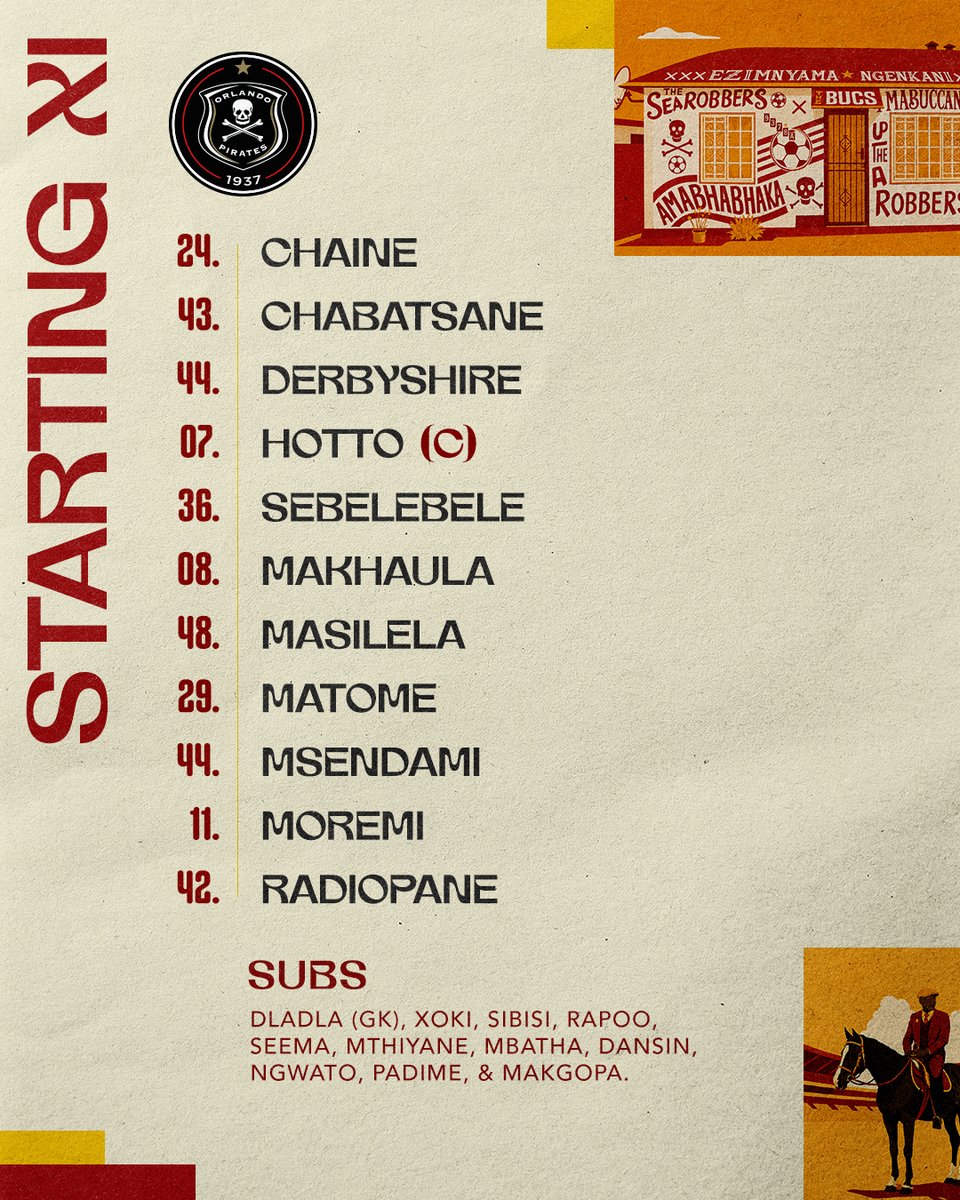 orlandopirates's tweet photo. ☠️ 𝐎𝐮𝐫 𝐗𝐈

⚫⚪🔴⭐
#PreSeason
#OrlandoPirates
#OnceAlways https://t.co/WMOpGaPbhN