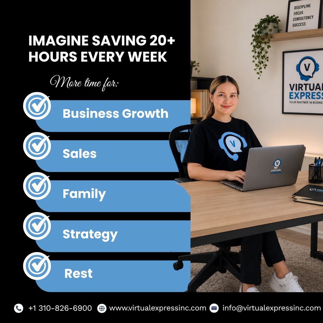 virtualexpress_'s tweet photo. The biggest benefit of hiring a VA isn't saving money.

It's getting your time back.

Time is your most valuable asset.

Book a FREE consultation today. 
#scaleyourbusiness #worksmart #delegate https://t.co/MNjPe6o6Eq