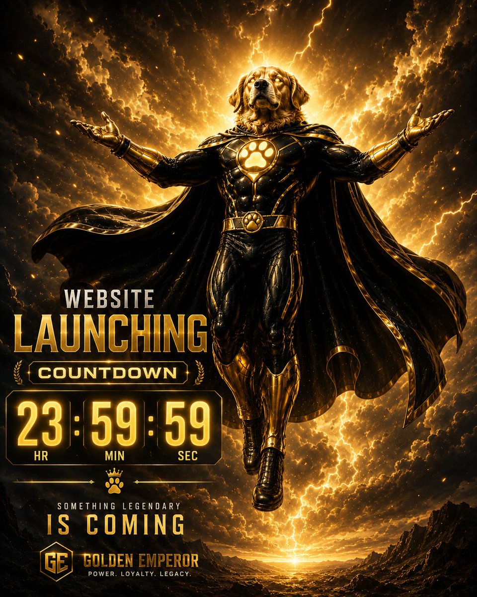 _GoldenEmperor's tweet photo. 🚨 OFFICIAL ANNOUNCEMENT 🚨
🌐 The Golden Emperor Website Launches Tomorrow!
A new era begins.
👑 Golden Emperor (GEM)
⚡ Community First
💎 1 Billion Supply
🚀 The Empire Expands
Stay ready. Stay loyal. Stay Golden.
#GoldenEmperor #GEM #TheEmpireRises 🐾👑🔥 https://t.co/qy6mvNLNN8