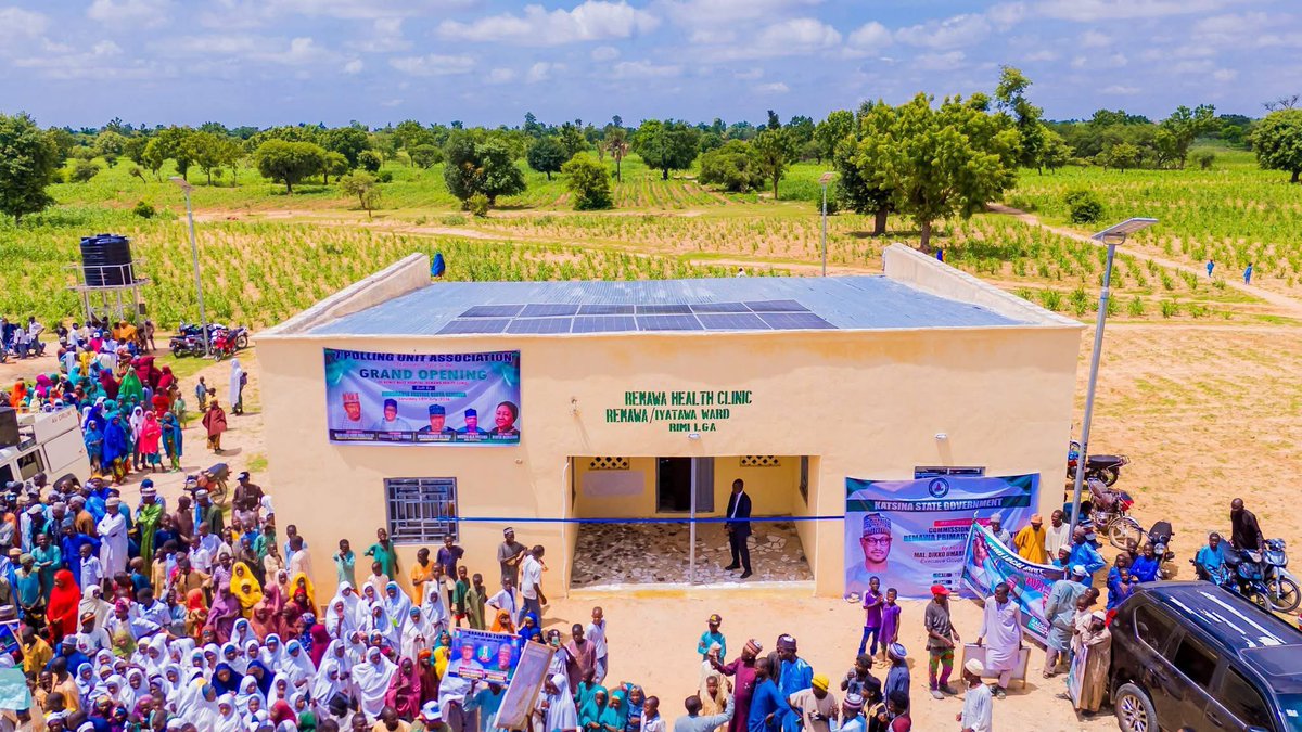 A2double's tweet photo. Governor Radda Commissions Remawa Health Clinic, Enrolls 1,000 Residents into Health Insurance Scheme 

Katsina State Governor, Malam Dikko Umaru Radda, on Saturday commissioned the Remawa  Health Clinic in Rimi Local Government Area, constructed by  Honourable Judge of the Federal  High Court, Justice Binta Remawa

Governor Radda in his remarks described the visit to the town as historic, saying he is the first sitting governor to officially visit Remawa in  39 years since Katsina State was created.

He commended Justice Binta for the project, which includes the health clinic, staff quarters and a solar-powered borehole.

“This facility, the quarters and water project are now yours. Protect them, maintain them and safeguard them so that our people can continue to benefit,” the Governor told the community.

Governor Radda announced that 1,000 residents from Remawa, Yargamna, ’Yar-tsamiya and ’Yar-nabanye communities would be enrolled into the Katsina State Contributory Healthcare Scheme, KTSCHMA.

The beneficiaries include pregnant women, children under five, the elderly above 60, and persons with dusabilities. The Executive Secretary of KTSCHMA  Alhaji Muhammad Safana, said distribution would be handled by community leaders and health workers.

The Governor further stated that the Ministry of Health would provide drugs, health personnel and maintenance support for the clinic.

Governor Radda assured residents that the Remawa road has been designed and construction will commence before the end of the year or early next year. He also promised to personally renovate the town’s Juma’at Mosque using his private resources.

On education, he directed the Commissioner for Education to assess the expansion of the Community Secondary School in Remawa and support the completion of three additional classrooms.

He also directed that qualified NCE holders in the area be recruited and posted to teach in their communities, in line with the state’s new policy of local recruitment of teachers.

In her remarks, the facilitator of the project, Justice Binta Remawa, said the clinic was built to address the lack of healthcare and water in the area. She explained that the solar-powered borehole was drilled to 130 meters and planned for community-led maintenance culture. 

She added that the facility has 24-hour solar power, solar streetlights, and staff quarters to enable health workers to live on site. Justice Binta appealed for government support to complete the Community Secondary School and provide a township road.

The State Commissioner for Health, represented by the Executive Secretary of the Katsina State Primary Healthcare Development Agency, Dr.Shamsudeen Yahaya, said the facility would serve Remawa and neighbouring communities including ’Yargwamna, ’Yartsamiya and ’Yarnabanye.

He disclosed that the state government had renovated 8 health facilities in Rimi LGA, equipped them, with construction of staff quarters as well as provision of tricycle ambulance  and employed 30 permanent health workers to strengthen primary healthcare at the grassroots.

The event was attended by the Chief of Staff, Government House, Alhaji Abdulkadir Mamman Nasir; Former minister of Housing Arch. Ahmed Dangiwa,  District Head of Rimi Alhaji Aminu Nuhu Abdulkadir, Principal Private Secretary to the Governor, Hon Abdullahi Aliyu Turaji, members of the State Executive Council and  traditional rulers.