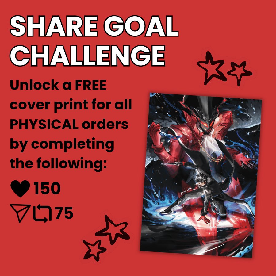 p5jokerzine's tweet photo. ♥️ SHARE GOAL CHALLENGE ♥️

We're back with a special challenge for the biggest of Joker fans‼️If we reach 150 likes &amp; 75 rts/shares on our combined socials accounts, we will add a FREE cover print by @avenoirn to ALL PHYSICAL ORDERS! Can we do it? 👀

https://t.co/COZXBJ1jFm https://t.co/Z6aT5aDiwQ