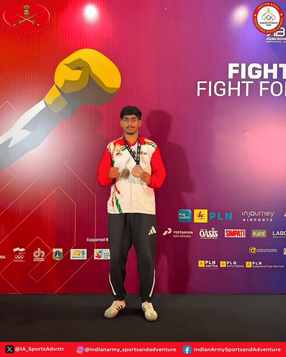 IA_SportsAdvntr's tweet photo. Army Boys & Girls Sports Company continues to nurture future champions, building a strong pipeline of elite boxing talent for the nation🇮🇳.

Outstanding performance at the U-19 Men & Women Asian Boxing Championship, Jakarta (03–16 Jul 2026)
🏅 Medal Tally: 4
🥇 Gold – 2
🥉 Bronze – 2

Sports Cadet Chandrika Pujari (51 kg) – Gold
 Sports Cadet Prachi (57 kg) – Gold
 Sports Cadet Mausam Suhag (65 kg) – Bronze
 Sports Cadet Devender Chaudhary (75 kg) – Bronze
A stellar display by our young champions—congratulations on making India proud. 🇮🇳
#IndianArmy
#MissionOlympicsWing

@adgpi
@Media_SAI
@BFI_offical