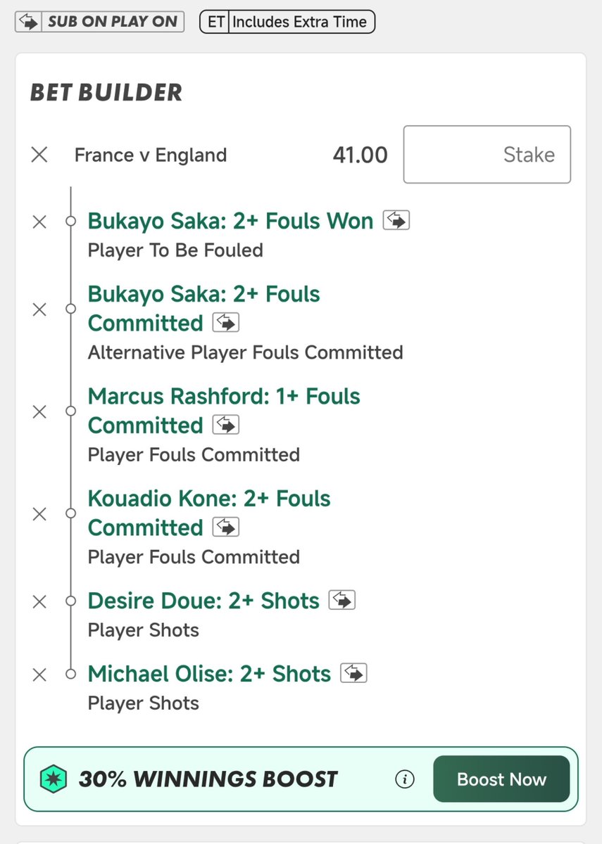 Ruben_utd's tweet photo. My bet builder for France Vs England, what are your thoughts?? https://t.co/QZuMUgCIWR