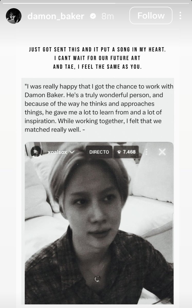 Shinee_Fan_Base's tweet photo. Damon Baker Shared a Message for #TAEMIN 

"Just got sent this and it put a song in my heart. I can't wait for our future art. And Tae, I feel the same as you."

🔗https://t.co/AkWyqSGBTo https://t.co/R1TNasTMAW