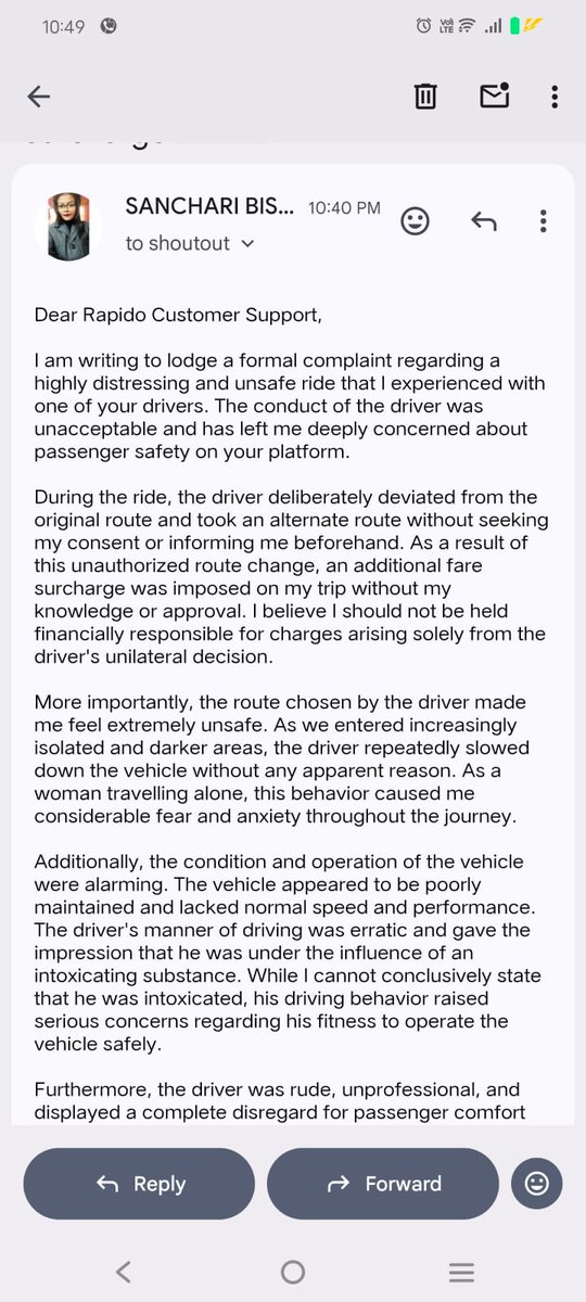 hemansngh's tweet photo. @rapidoapp_ @SiliguriPolice my wife suffered a harrowing incident today. She has been prompt and has sent various distress mails to the support but only in vain. Request kind and timely intervention. https://t.co/ge3aImYXzp