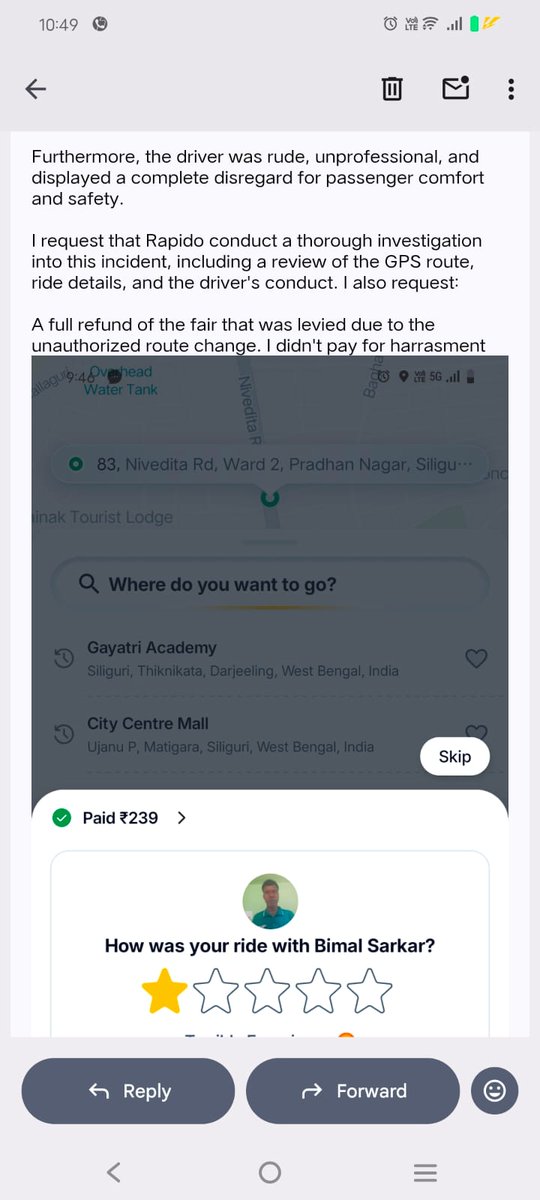 hemansngh's tweet photo. @rapidoapp_ @SiliguriPolice my wife suffered a harrowing incident today. She has been prompt and has sent various distress mails to the support but only in vain. Request kind and timely intervention. https://t.co/ge3aImYXzp