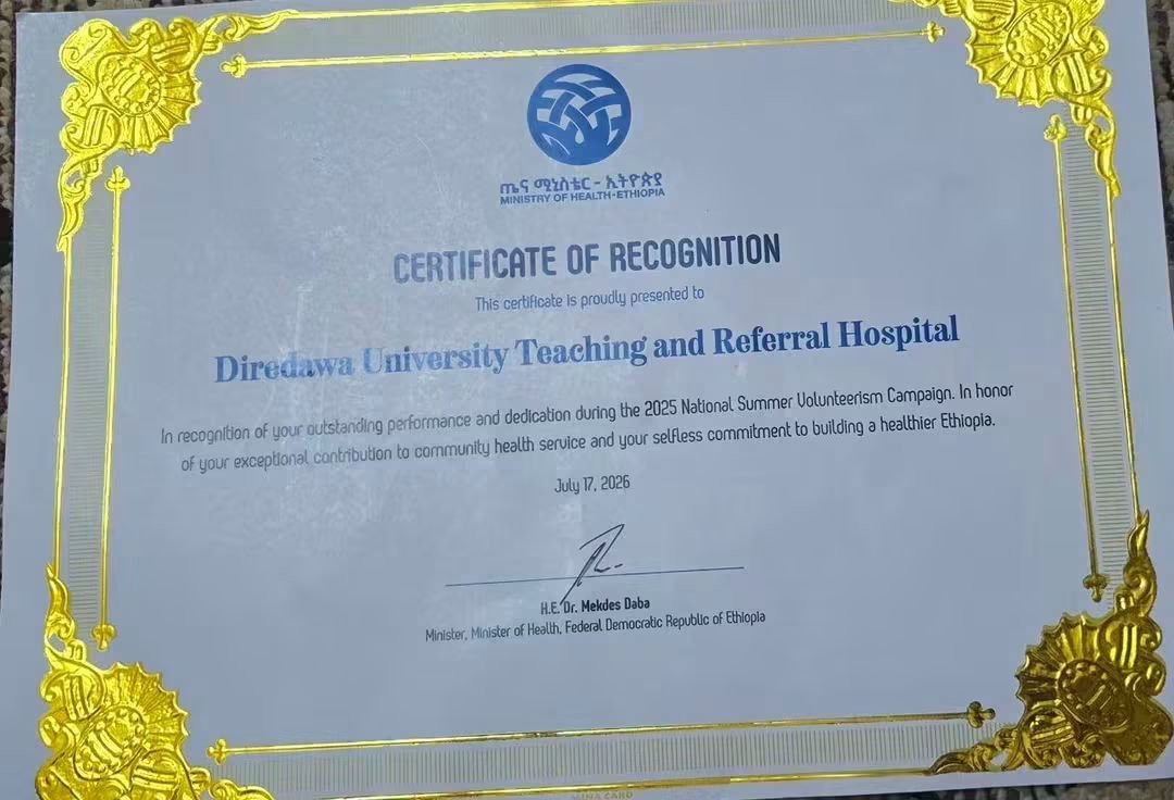 HussenM08708090's tweet photo. Honored to accept, on behalf of Dire DDUTRH, recognition from the @FMoHealth for our contribution to the 2025 SVH Services. Proud to receive this honor for 3rd consecutive yr. Thank you to our dedicated staff, volunteers, partners, and everyone who made this achievement possible. https://t.co/74m6lG7ezY