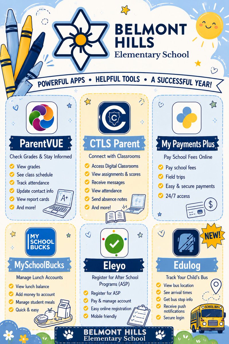 belmontbears's tweet photo. Now’s the time to download and access all of our amazing apps!! Parents should enter their child’s dismissal in ParentVUE now. We can’t wait to see you all soon! https://t.co/tgQkTK6qXJ