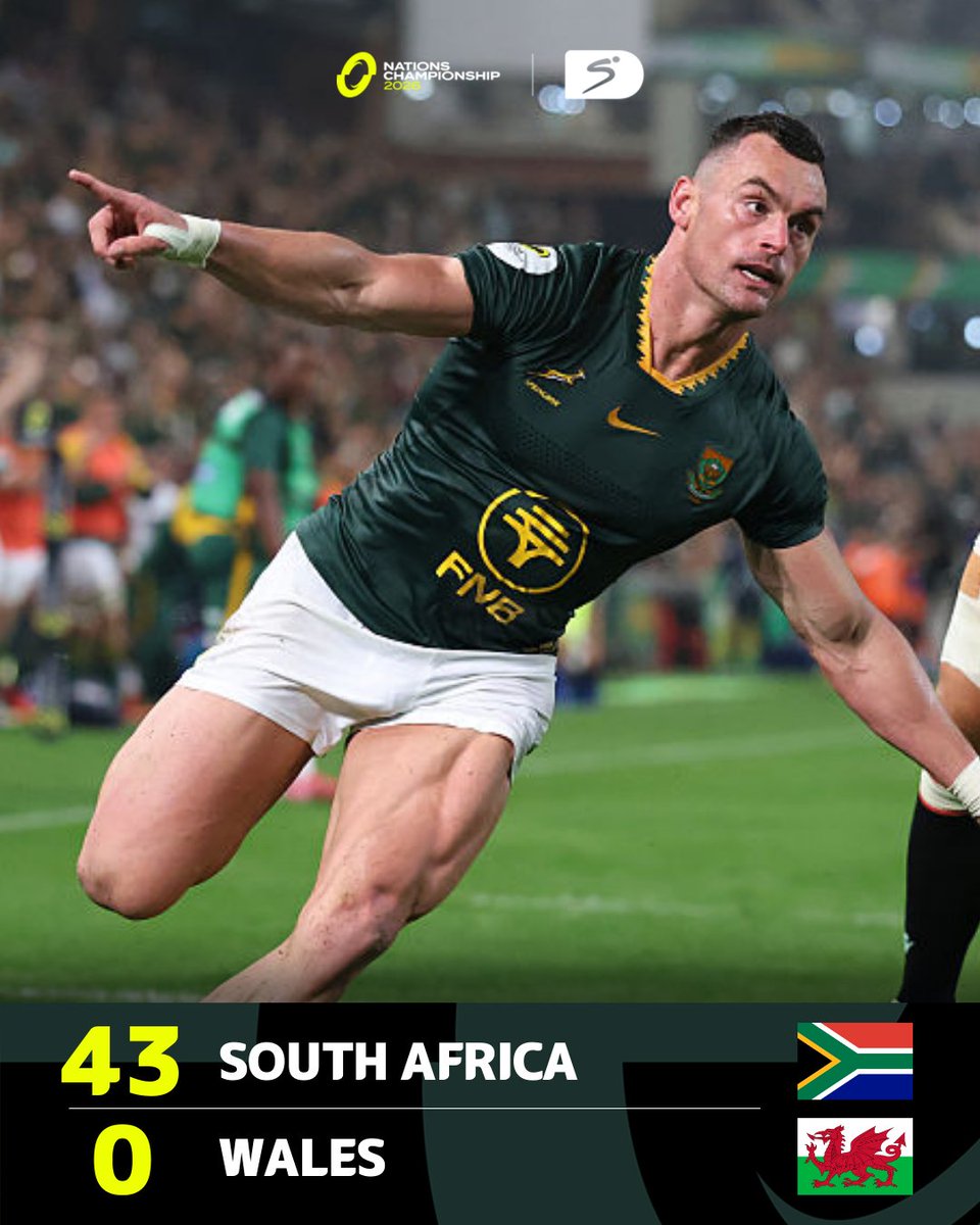 SSRugby's tweet photo. The Springboks flex their muscles to silence the Welsh once again 🇿🇦💥

#NationsChampionship | #SSRugby https://t.co/LJ0Dokq3oB
