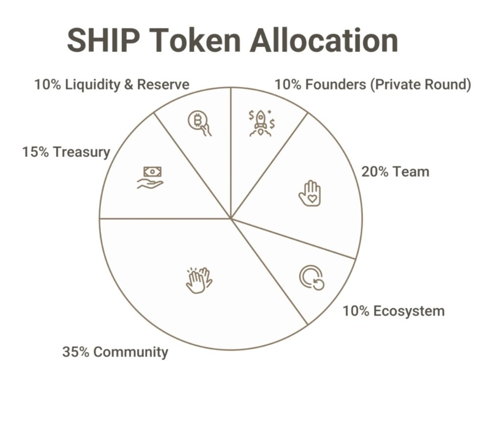 Basic12313's tweet photo. Tokenomics and Allocation $SHIP token by @EthraShip

🔸Tokenomics
Total Supply(Fixeed)-1,000,000,000 SHIP(1B) 
TGE Price-0.05 USD
Fully Diluted Valuation(FDV) at TGE: 50,000,000 ($50M)USD

🔸Allocation
Founders                         -      10% 
Team                                 -      20% 
Ecosystem                      -      10% 
Community                    -      35% 
Treasury                           -      15% 
Liquidity and reserve   -     10%

🔸Founders and teams- Cliff and vesting 12 and 48 months repectively
🔸Ecosystem - 10% release at the time of TGE, 90% will be release over 36 months. 
🔸Community - 5% release at the time of TGE, 95% release over the n3xt 60 months
Treasury-0% at the timen of TGE, release over 60 months