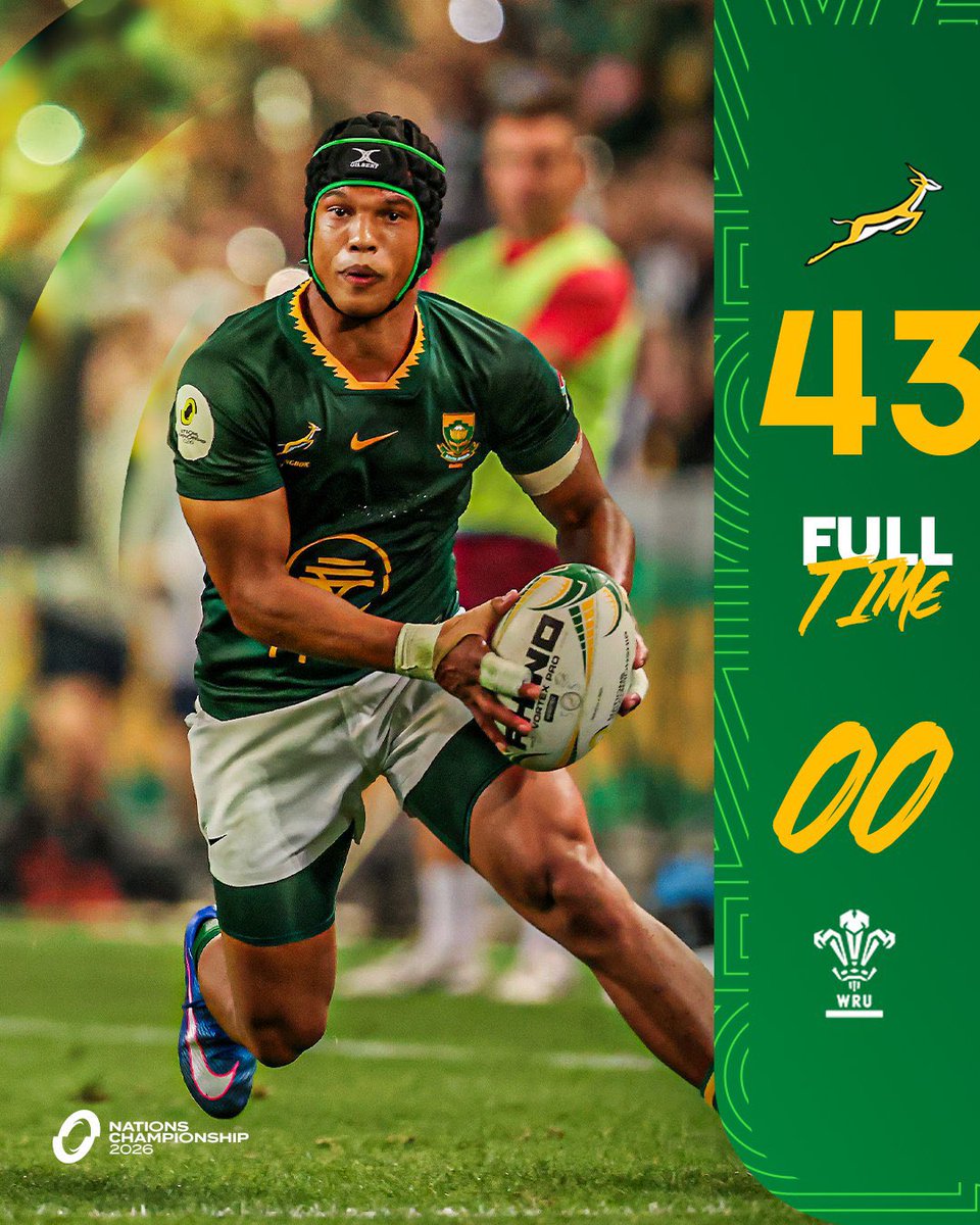 TheReal_All's tweet photo. A win in Durban as the #Springboks go top of the log in the southern section of the Nations Championship 🤝
#ForeverGreenForeverGold

Like there was very a doubt https://t.co/zXi3oMVetY