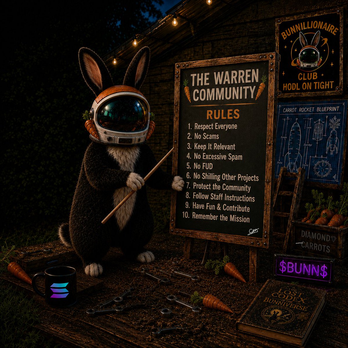 Bunnillionaire's tweet photo. THE WARREN RULES
1. Respect Everyone
2. No Scams
3. Keep It Relevant
4. No Excessive Spam
5. No FUD
6. No Shilling Other Projects
7. Protect the Community
8. Follow Staff Instructions
9. Have Fun & Contribute
10.Remember the Mission
#Bunnillionaire #TheWarren #Community #Rules
TG: https://t.co/zkQ2ISISPr