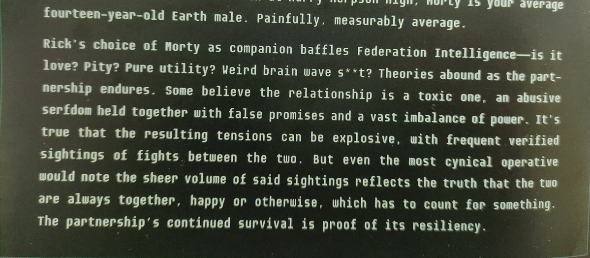 NoahBlW's tweet photo. Big fan of how Rick's relationship with Morty is consistently described by others as "whatever... this is" https://t.co/oCiUohvj5N