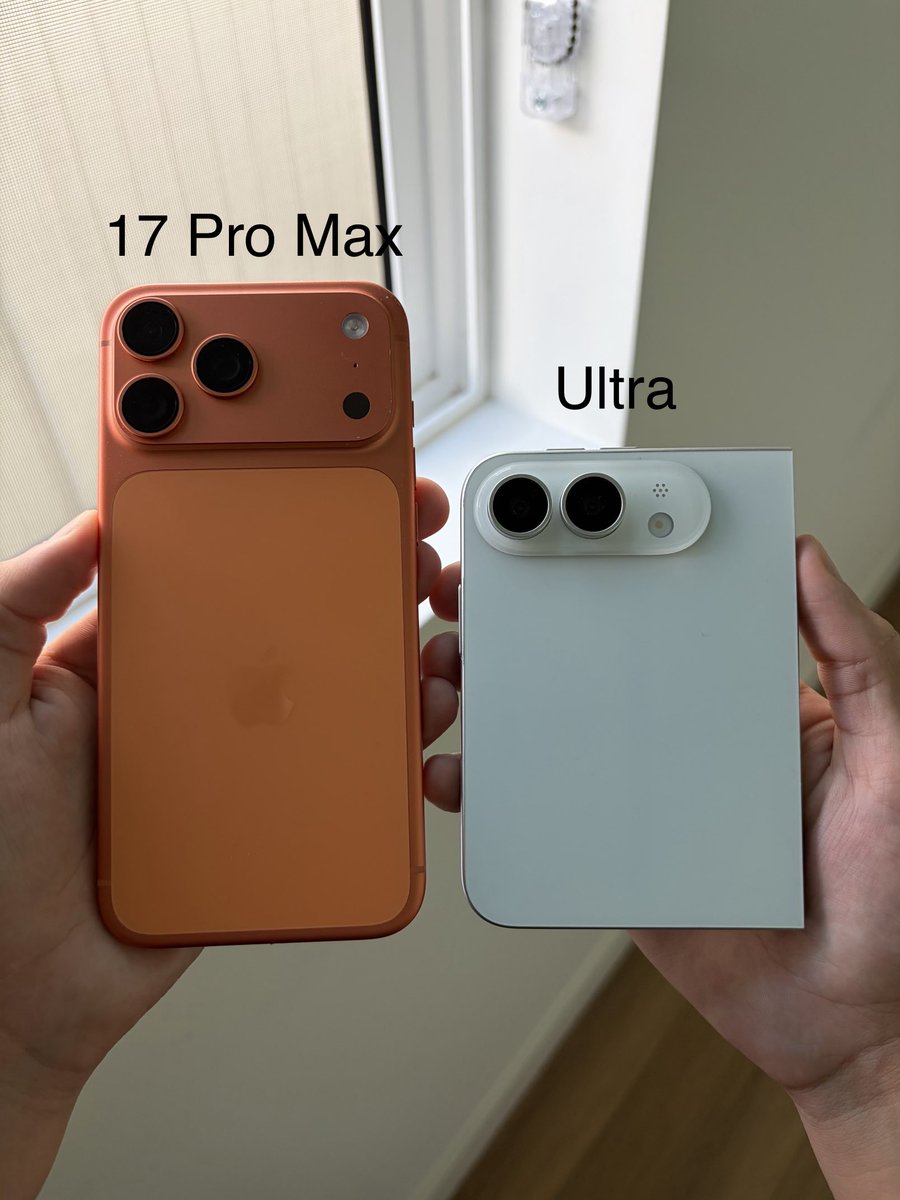 theapplehub's tweet photo. iPhone 17 Pro Max vs iPhone Ultra (dummy unit) https://t.co/eQVyoHCei6