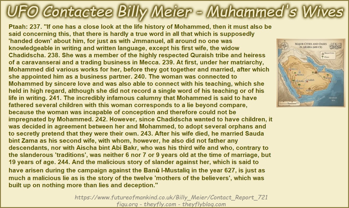 ThePlejaren's tweet photo. UFO Contactee Billy Meier - Muhammed's Wives https://t.co/9NcqkPJHfh