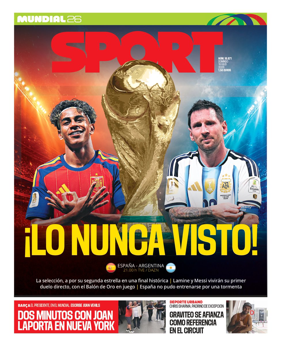 sport's tweet photo. 🗞️ 𝐏𝐎𝐑𝐓𝐀𝐃𝐀 𝐒𝐏𝐎𝐑𝐓
👑 España-Argentina: ¡Lo nunca visto!
🗽 Dos minutos con Joan Laporta en Nueva York
🛹 Graviteo se afianza como referencia en el circuit
🔗https://t.co/1CgiTdEg0o https://t.co/aAU3DOqpEU