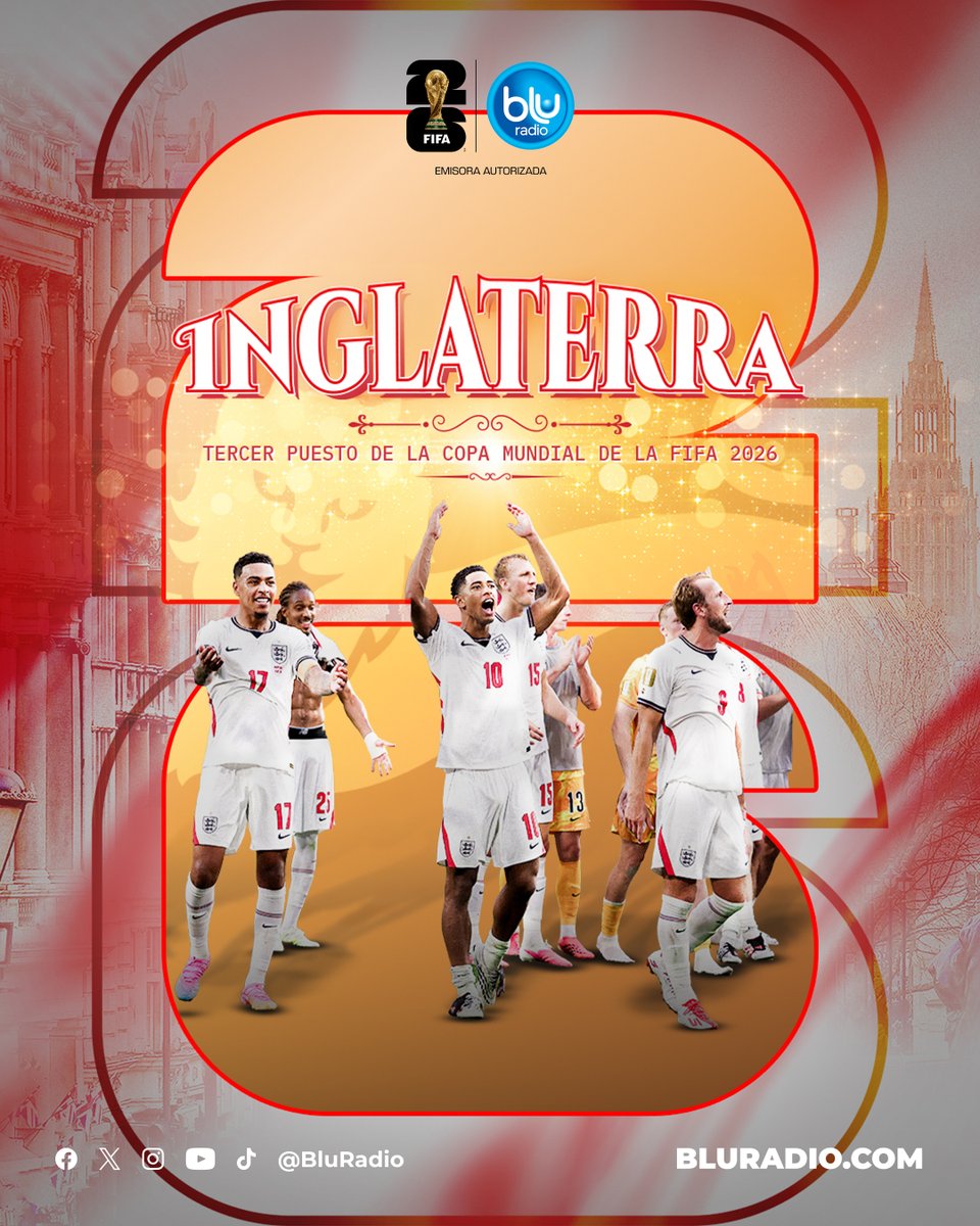 blogdeportivo's tweet photo. @BluRadioCo #AlAire ¡Final del partido!
En un impresionante juego en Miami, Inglaterra se quedó con el tercer lugar del Mundial 2026 tras imponerse 6 a 4 ante Francia.
Siga el partido #EnVivo con el equipo deportivo de @BluRadioCo https://t.co/6Zhrg1WiVG https://t.co/kORPgr2fgM