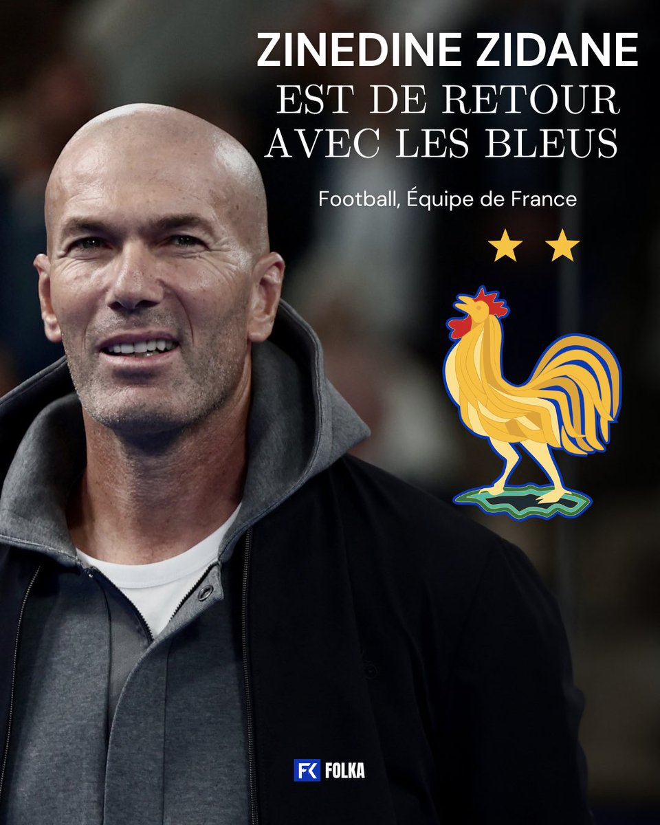 FolkaFr's tweet photo. 🚨Zinedine Zidane débutera son mandat de sélectionneur des bleus le 1er septembre ! 🇫🇷👔

Son premier match sera un déplacement en Turquie le 25 septembre. https://t.co/S2iianQtQn