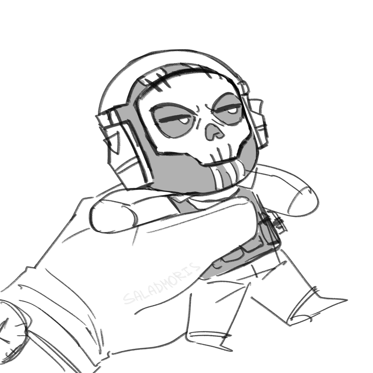 SaladMoris's tweet photo. It looks like someone grabbed him :0

#ghost #cod #CallofDuty #art #sketch https://t.co/33azQEbOzy