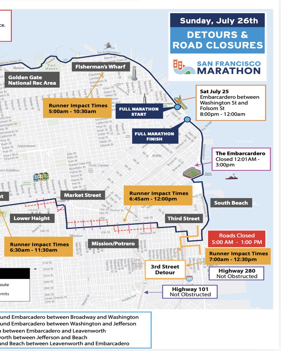 theSFmarathon's tweet photo. Plan ahead for San Francisco Marathon race weekend! 🏃‍♀️🌉

Check the 🔗 link in our bio for more info. 🔗

Thank you, San Francisco, for helping thousands of runners reach the finish line! 💙 https://t.co/ojUe1E5rw3