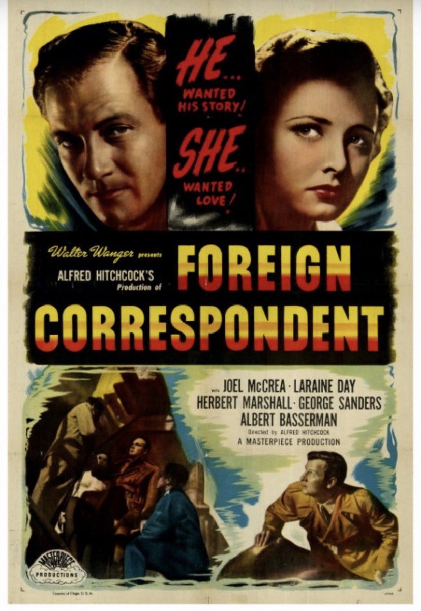 kev_ees's tweet photo. #Foreign Correspondent (1940) is #Hitchcock at his most entertaining—part espionage thriller, part wartime suspense, with dazzling set pieces and relentless momentum. It may not top North by Northwest, but it’s a gripping, stylish classic. ★★★★½ #nowwatching https://t.co/5fgZSYCaOf