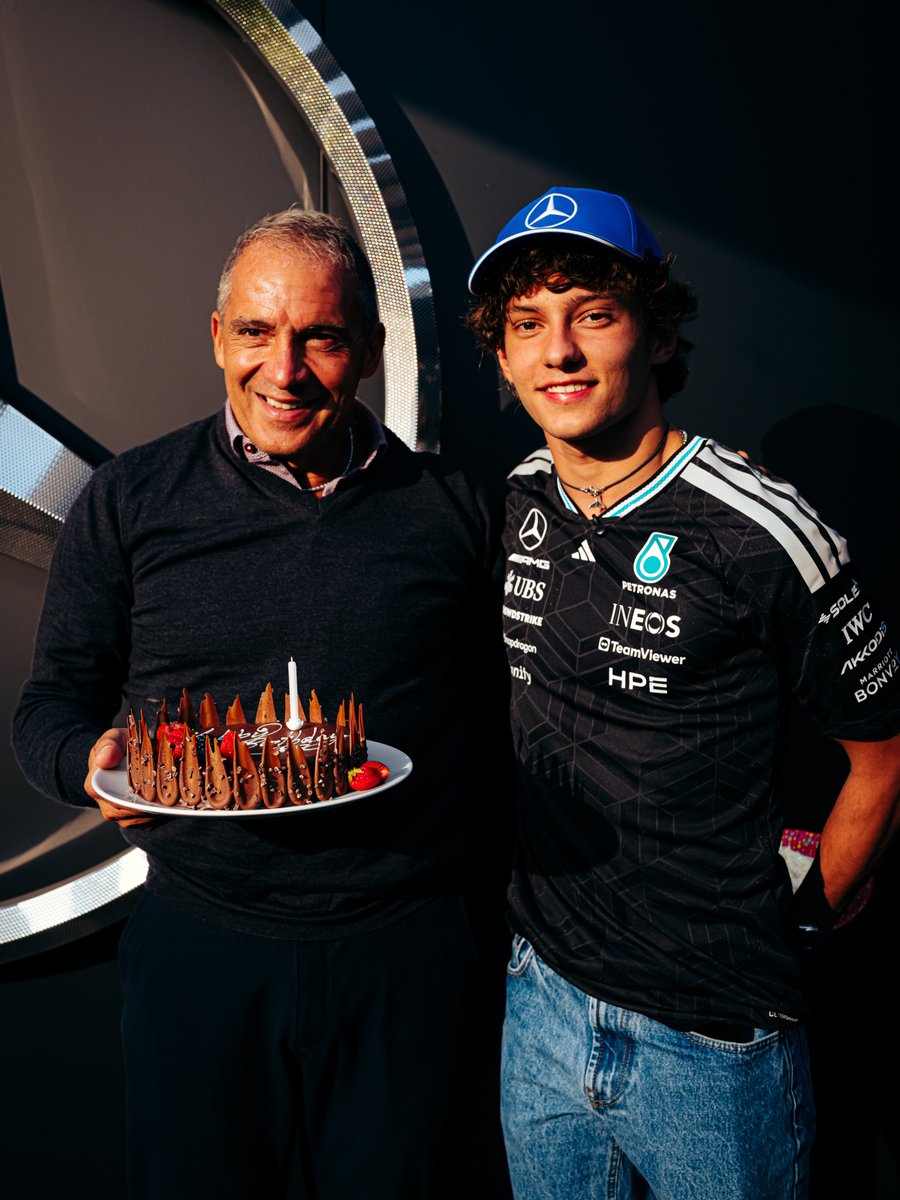 MercedesAMGF1's tweet photo. A birthday present Marco won’t forget anytime soon 🎂🎉 https://t.co/kmtWovMpCv