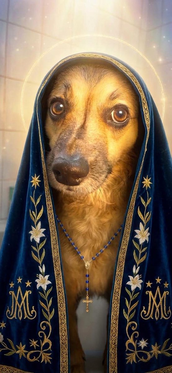 thiagochareti's tweet photo. Ontem postei foto da minha cachorra saindo do banho… 

hoje transformaram ela em crente kkkk https://t.co/4SwxsXoMsZ